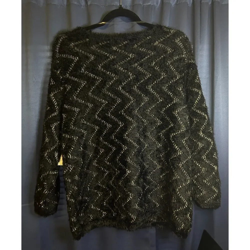 Chico's Zig-Zag Fuzzy Soft Jacquard Pullover Sweater NWT Size US LARGE - Picture 7 of 10